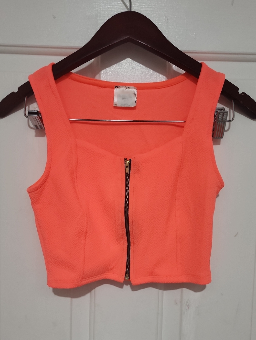 Women’s Cropped Zip Front Tank Top - Coral
